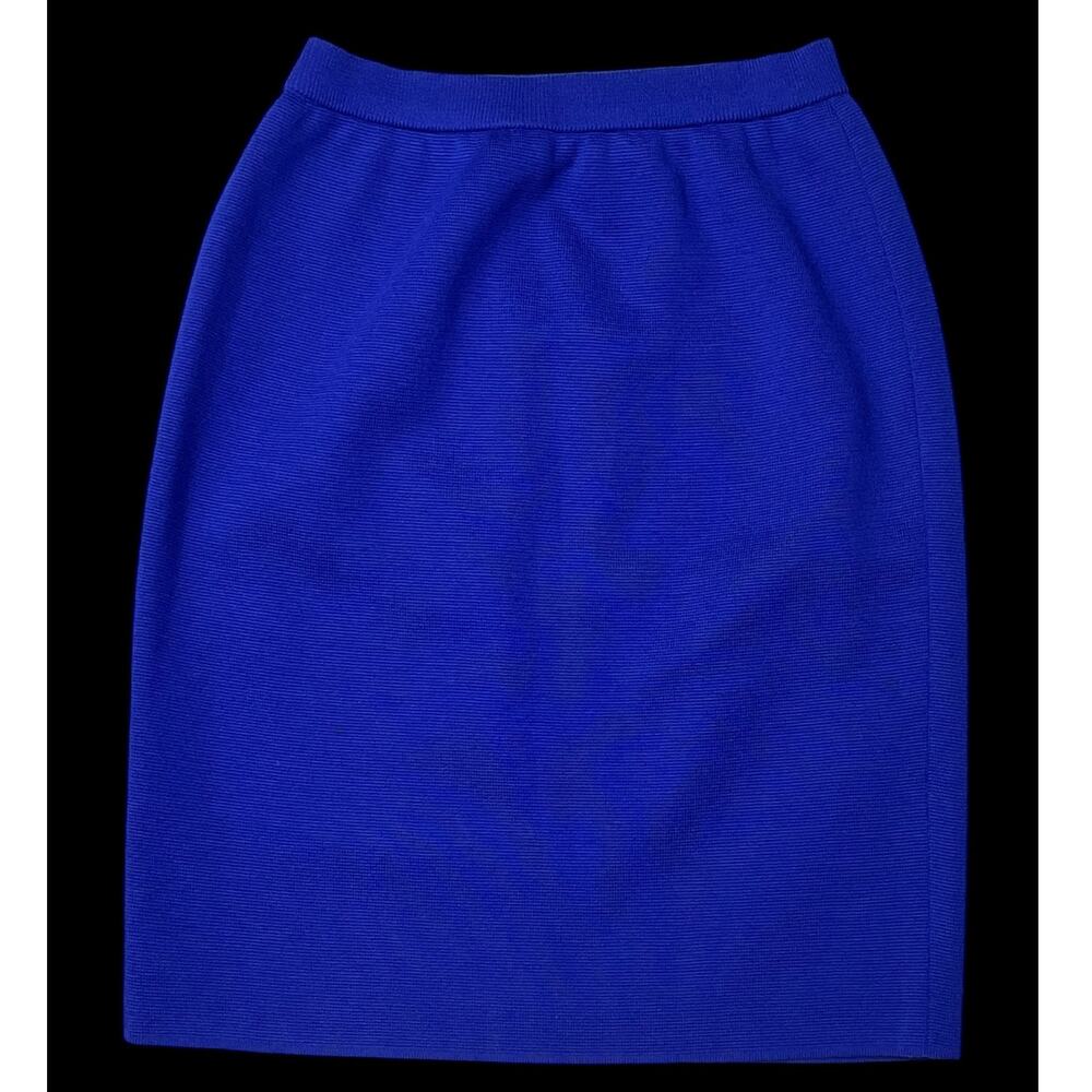 Authentic Vintage Yves Saint Laurent Blue Wool Pencil Skirt Women Size 9 COA